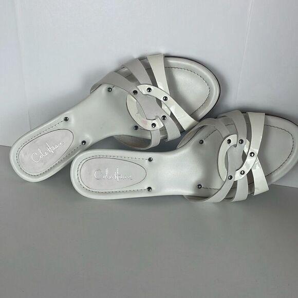 Cole Haan White Leather and Patent Mule Sandals - Picture 6 of 9